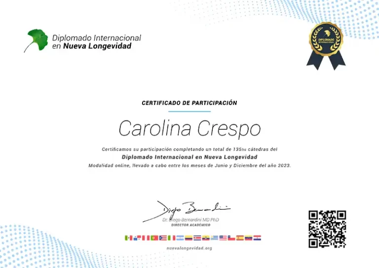 certificado diplomado nueva longevidad